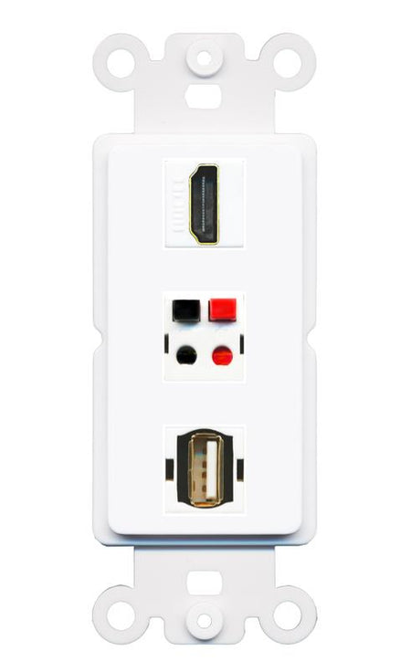 HDMI SPEAKER USB2 Wall Plate [White]