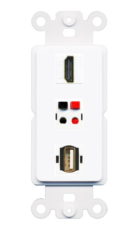 HDMI SPEAKER USB2 Wall Plate [White]