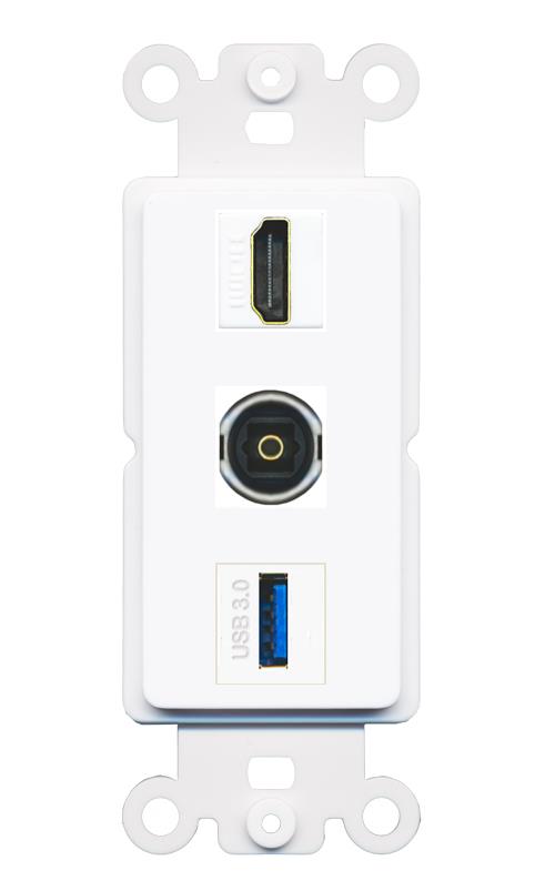 HDMI TOSLINK USB-3 Wall Plate [White]