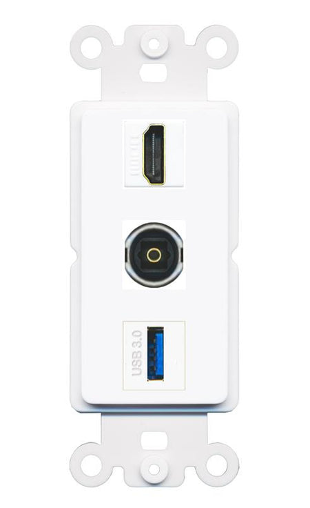 HDMI TOSLINK USB-3 Wall Plate [White]
