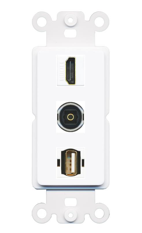 HDMI TOSLINK USB2 Wall Plate [White]