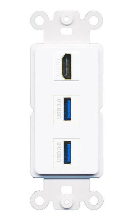 HDMI 2 USB-3 Wall Plate [White]