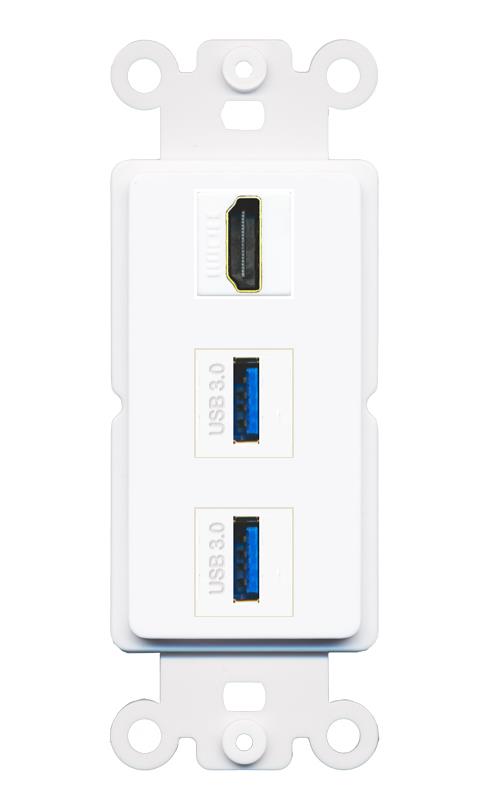 HDMI 2 USB-3 Wall Plate [White]