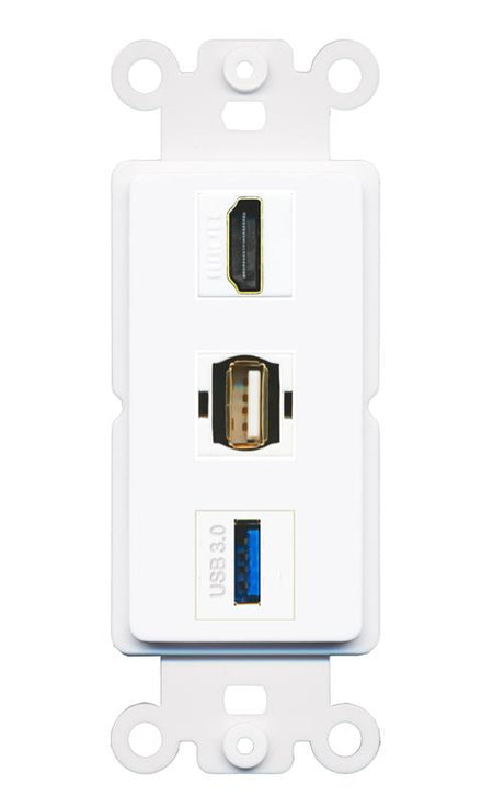 HDMI USB-3 USB2 Wall Plate [White]