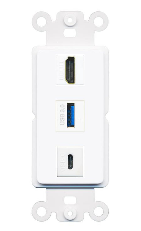 HDMI USB-3 USBC Wall Plate [White]