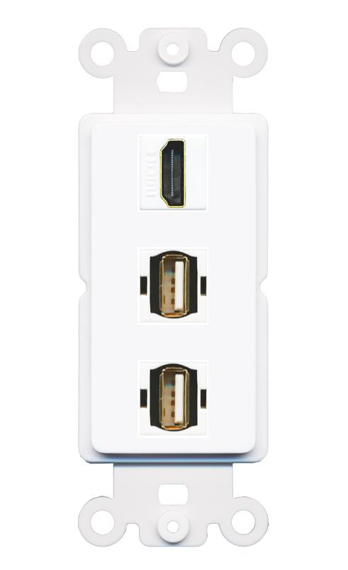 HDMI 2 USB2 Wall Plate [White]