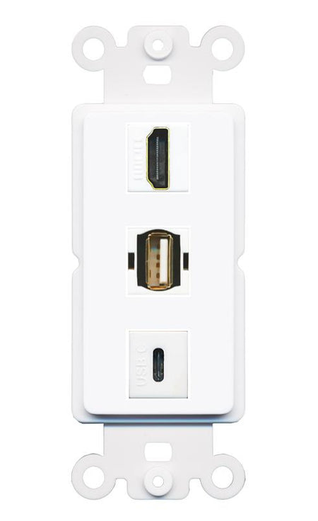 HDMI USB2 USBC Wall Plate [White]