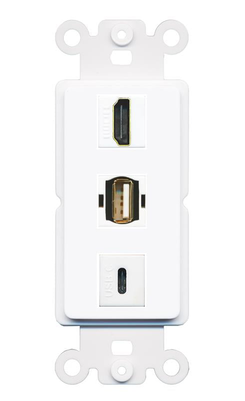 HDMI USB2 USBC Wall Plate [White]