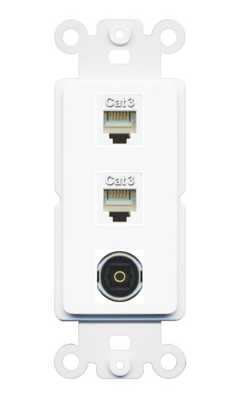 2 PHONE TOSLINK Wall Plate [White]