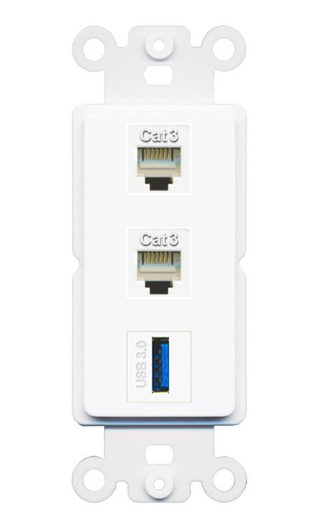 2 PHONE USB-3 Wall Plate [White]