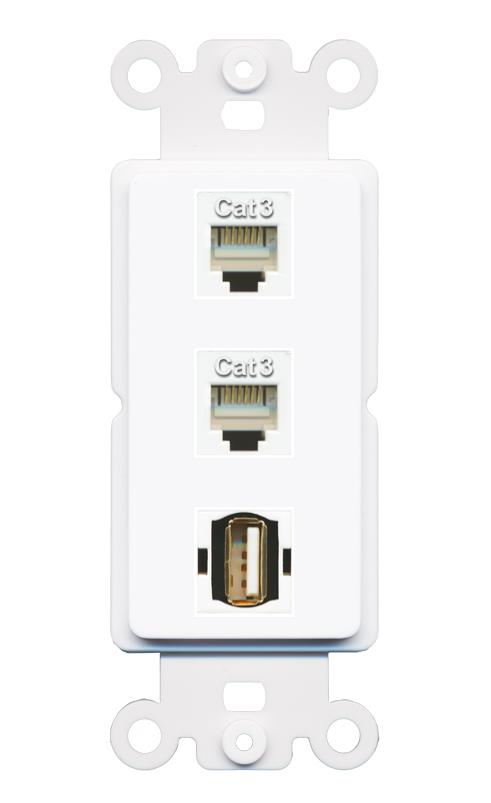 2 PHONE USB2 Wall Plate [White]