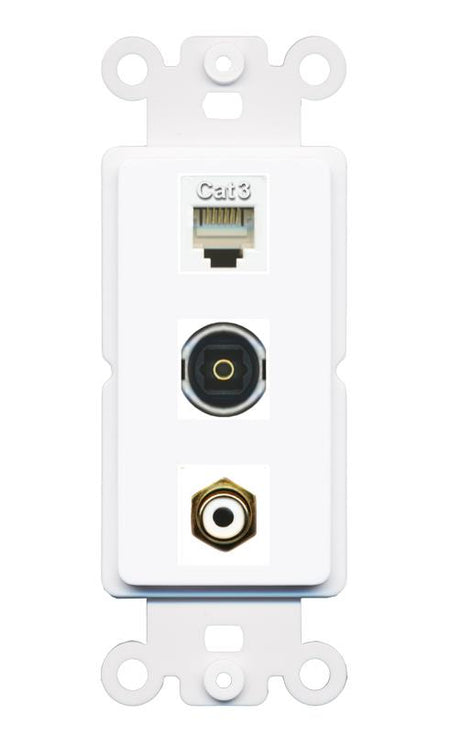 PHONE RCA-WHITE TOSLINK Wall Plate [White]