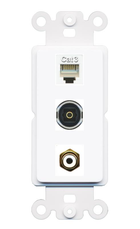 PHONE RCA-WHITE TOSLINK Wall Plate [White]