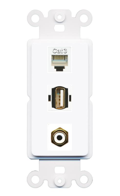 PHONE RCA-WHITE USB2 Wall Plate [White]