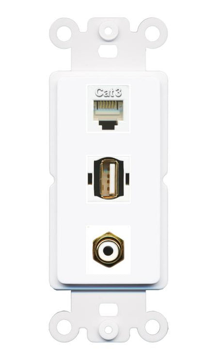 PHONE RCA-WHITE USB2 Wall Plate [White]