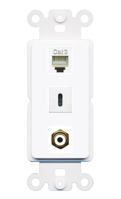 PHONE RCA-WHITE USBC Wall Plate [White]