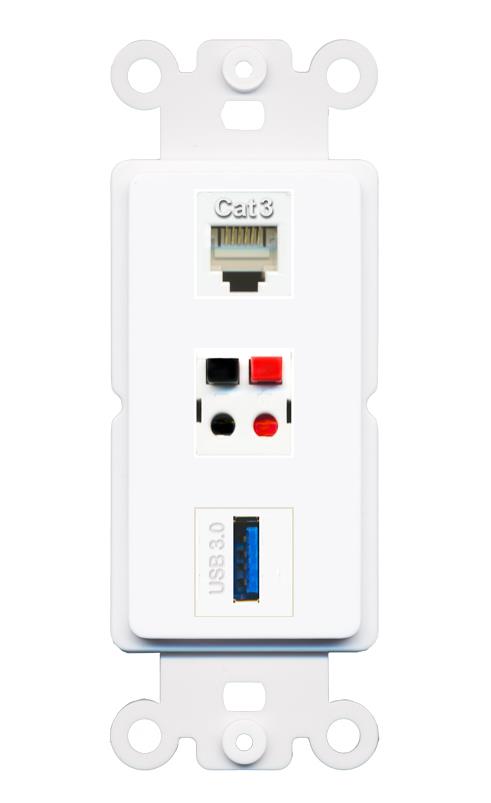 PHONE SPEAKER USB-3 Wall Plate [White]