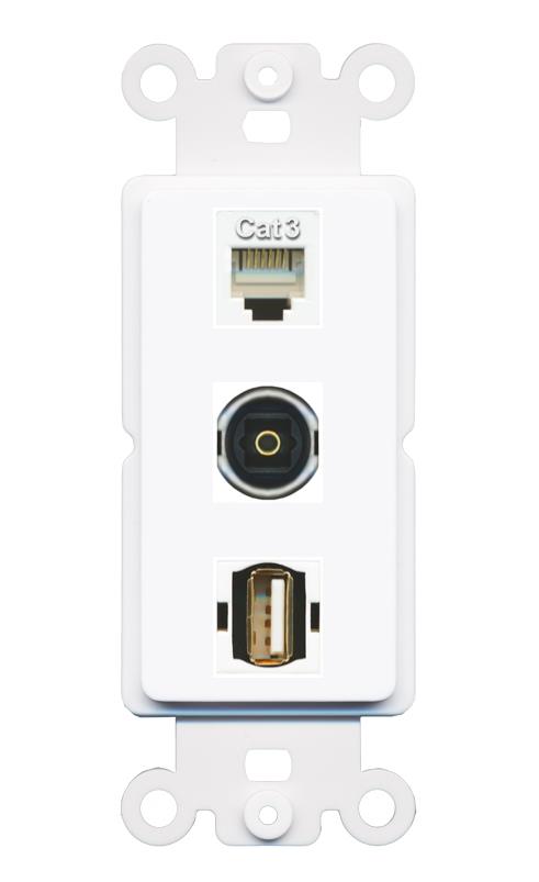 PHONE TOSLINK USB2 Wall Plate [White]