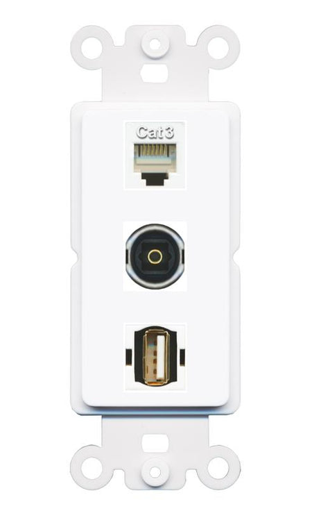 PHONE TOSLINK USB2 Wall Plate [White]