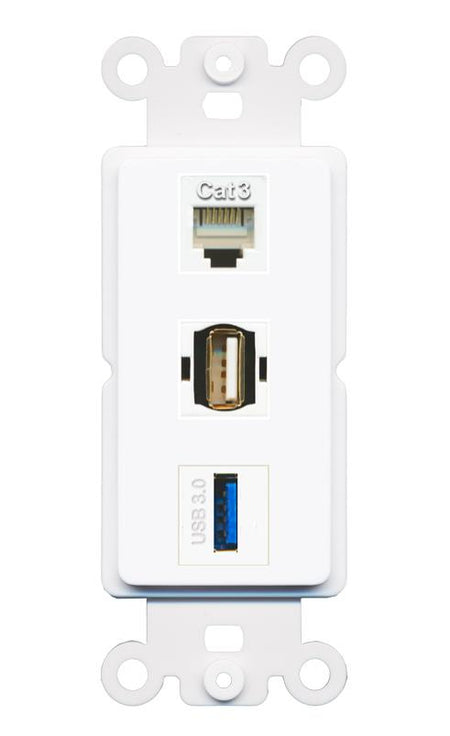PHONE USB-3 USB2 Wall Plate [White]