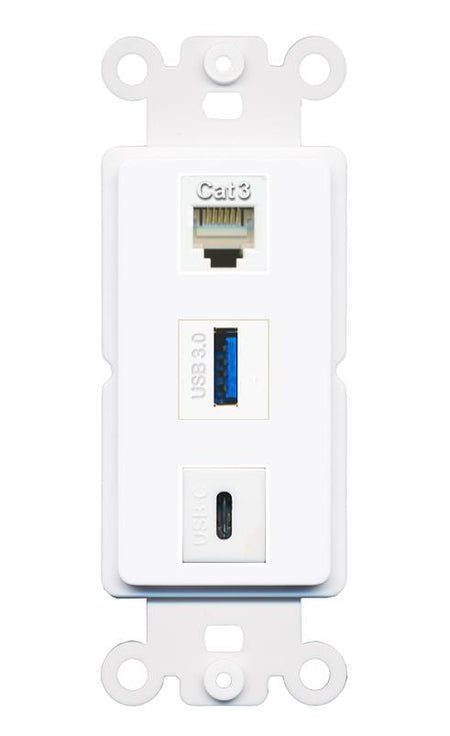 PHONE USB-3 USBC Wall Plate [White]