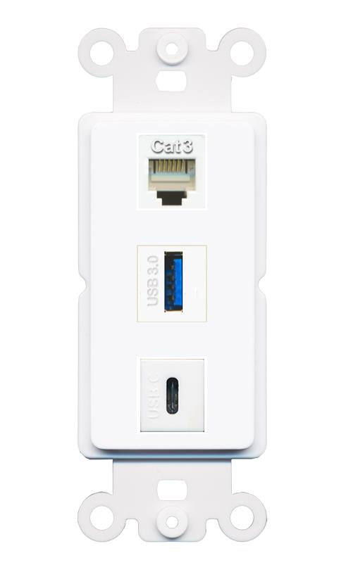 PHONE USB-3 USBC Wall Plate [White]