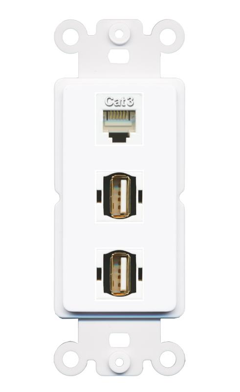 PHONE 2 USB2 Wall Plate [White]