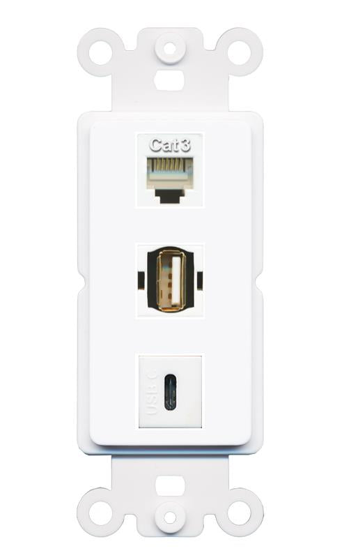 PHONE USB2 USBC Wall Plate [White]
