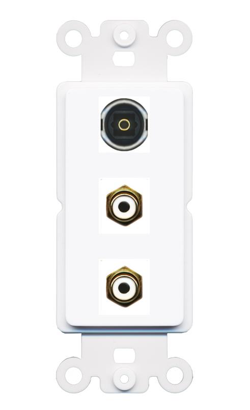2 RCA-WHITE TOSLINK Wall Plate [White]