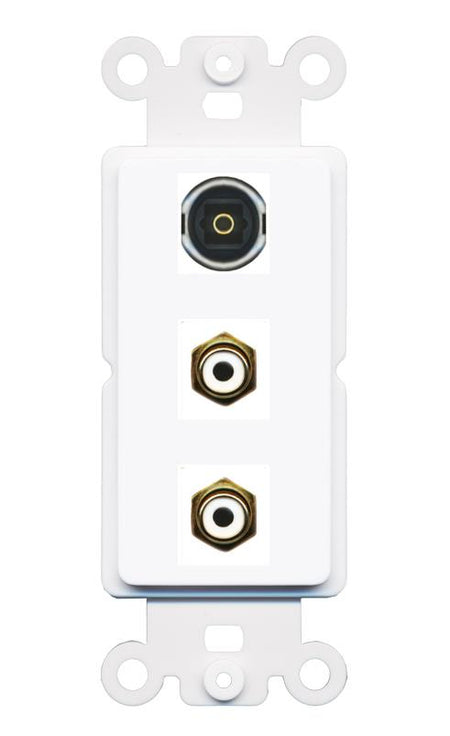 2 RCA-WHITE TOSLINK Wall Plate [White]