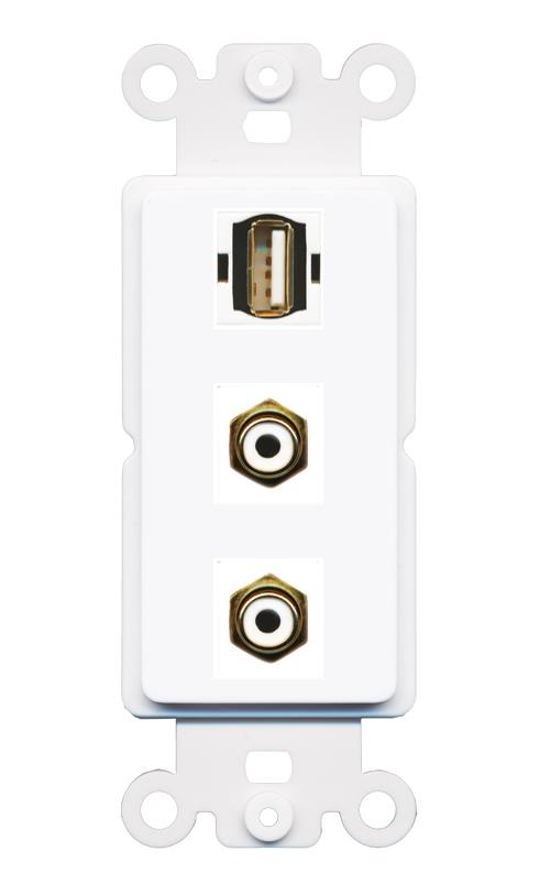2 RCA-WHITE USB2 Wall Plate [White]