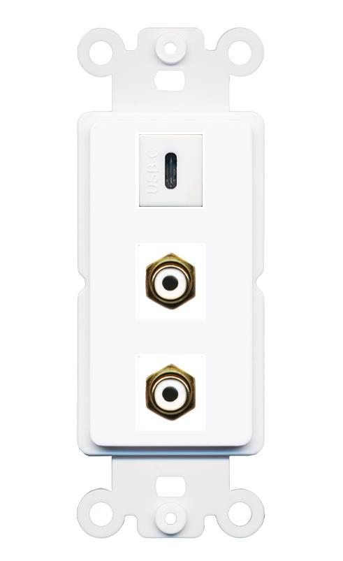 2 RCA-WHITE USBC Wall Plate [White]