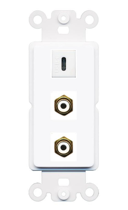 2 RCA-WHITE USBC Wall Plate [White]
