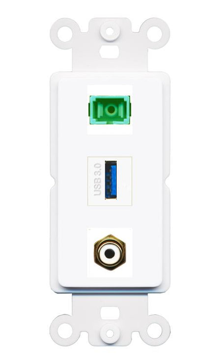 RCA-WHITE SC-APC-SX USB-3 Wall Plate [White]