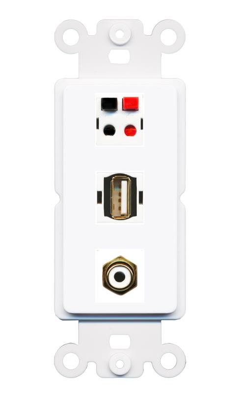 RCA-WHITE SPEAKER USB2 Wall Plate [White]