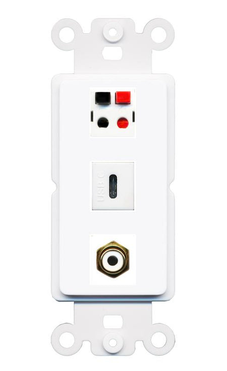 RCA-WHITE SPEAKER USBC Wall Plate [White]