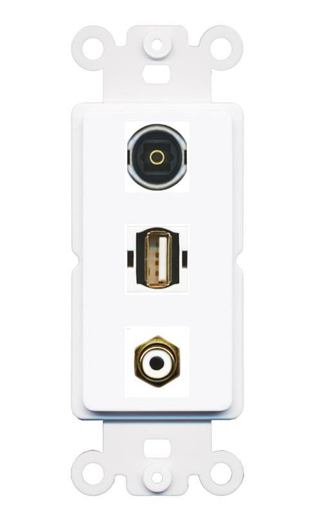 RCA-WHITE TOSLINK USB2 Wall Plate [White]