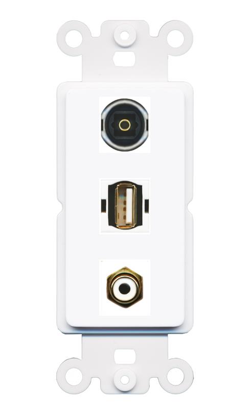 RCA-WHITE TOSLINK USB2 Wall Plate [White]