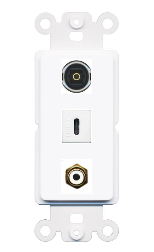 RCA-WHITE TOSLINK USBC Wall Plate [White]