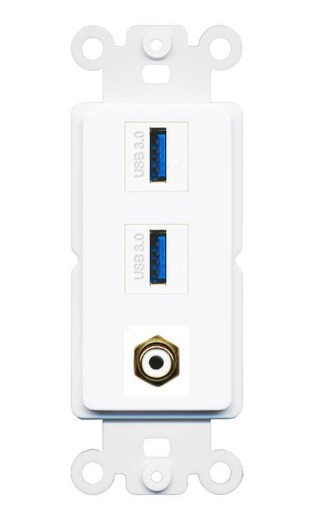 RCA-WHITE 2 USB-3 Wall Plate [White]
