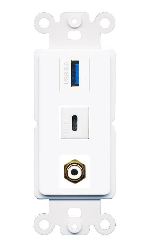 RCA-WHITE USB-3 USBC Wall Plate [White]