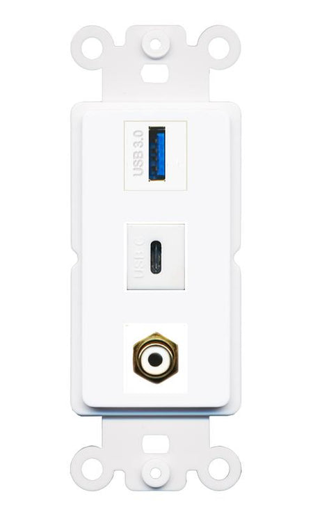 RCA-WHITE USB-3 USBC Wall Plate [White]