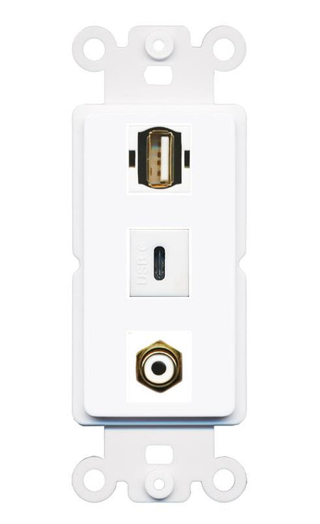 RCA-WHITE USB2 USBC Wall Plate [White]