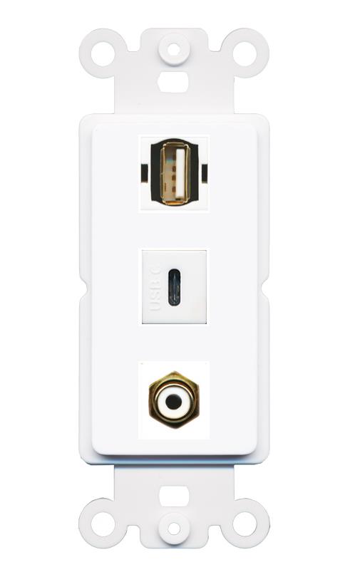 RCA-WHITE USB2 USBC Wall Plate [White]