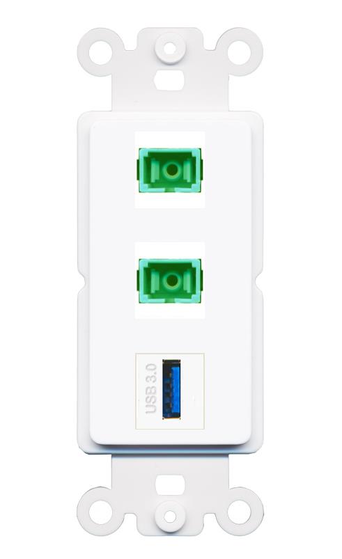 2 SC-APC-SX USB-3 Wall Plate [White]