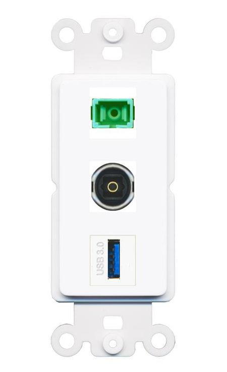 SC-APC-SX TOSLINK USB-3 Wall Plate [White]