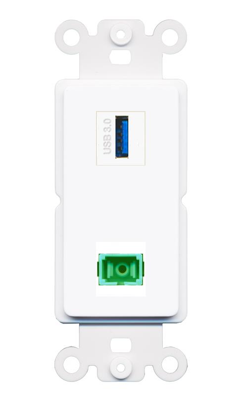 SC-APC-SX USB-3 Rocker Insert Module Wall Plate [White]