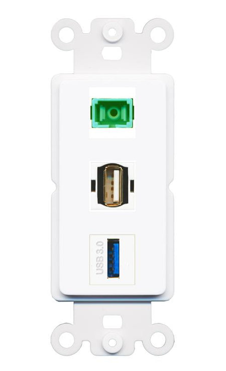 SC-APC-SX USB-3 USB2 Wall Plate [White]