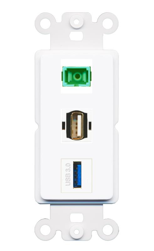 SC-APC-SX USB-3 USB2 Wall Plate [White]
