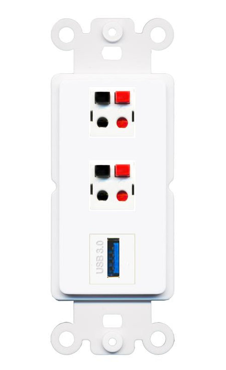 2 SPEAKER USB-3 Wall Plate [White]